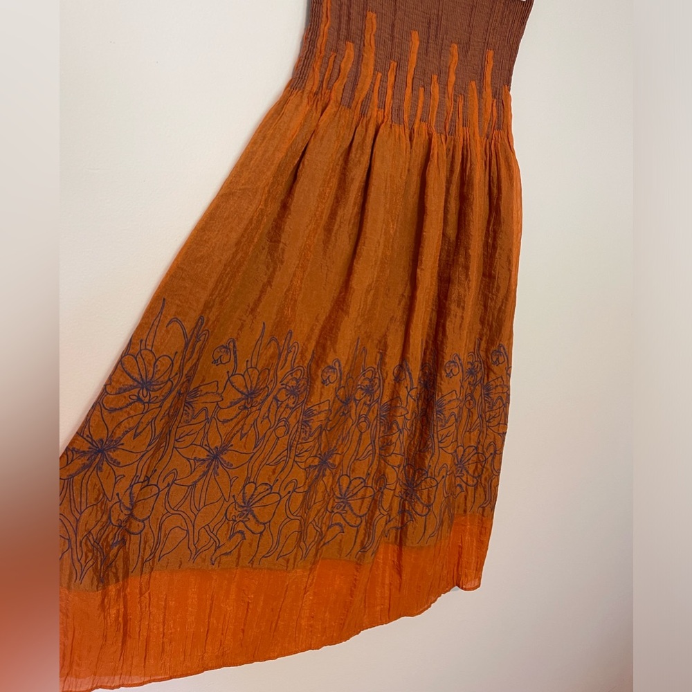 Embroidered Mid-Length Strapless Dress